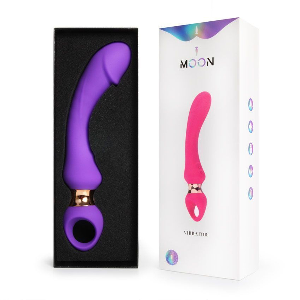 Фиолетовый изогнутый вибромассажер Moon Vibrator - 21,1 см. (Цвет: фиолетовый)