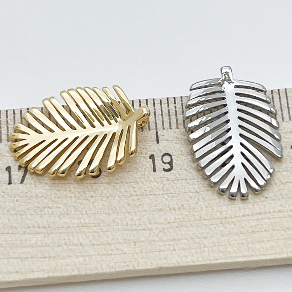 Подвеска Пальмовый лист, цвет серебро, размер 20*13 мм, цена за 1 шт