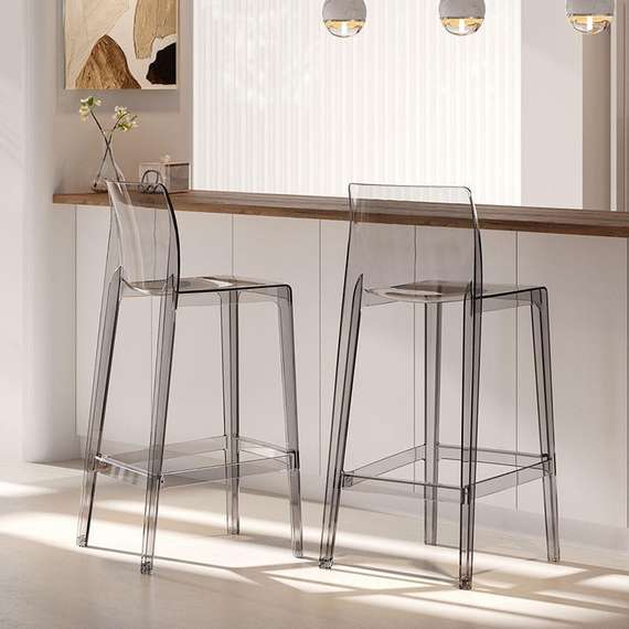 Полубарный стул Ghost 65 см прозрачный дымчатый