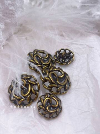 Пуговицы бронзовые плетеные с прозрачной эмалью