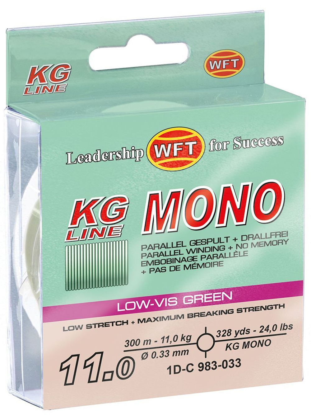 Леска монофильная WFT KG MONO Green 300/040