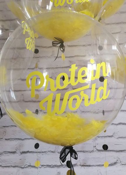 Шар Баблс с перьями и надписью