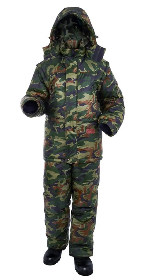 Специальный костюм СЕВЕРНЫЙ ПУТЬ® на меху из натуральной овечьей шерсти. Мехом утеплены и куртка и полукомбенизон, входящие в комплект.