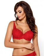 Бюстгальтер-балконет на косточках с шитыми кружевными чашками (Размер: 85G) (Цвет: красный)