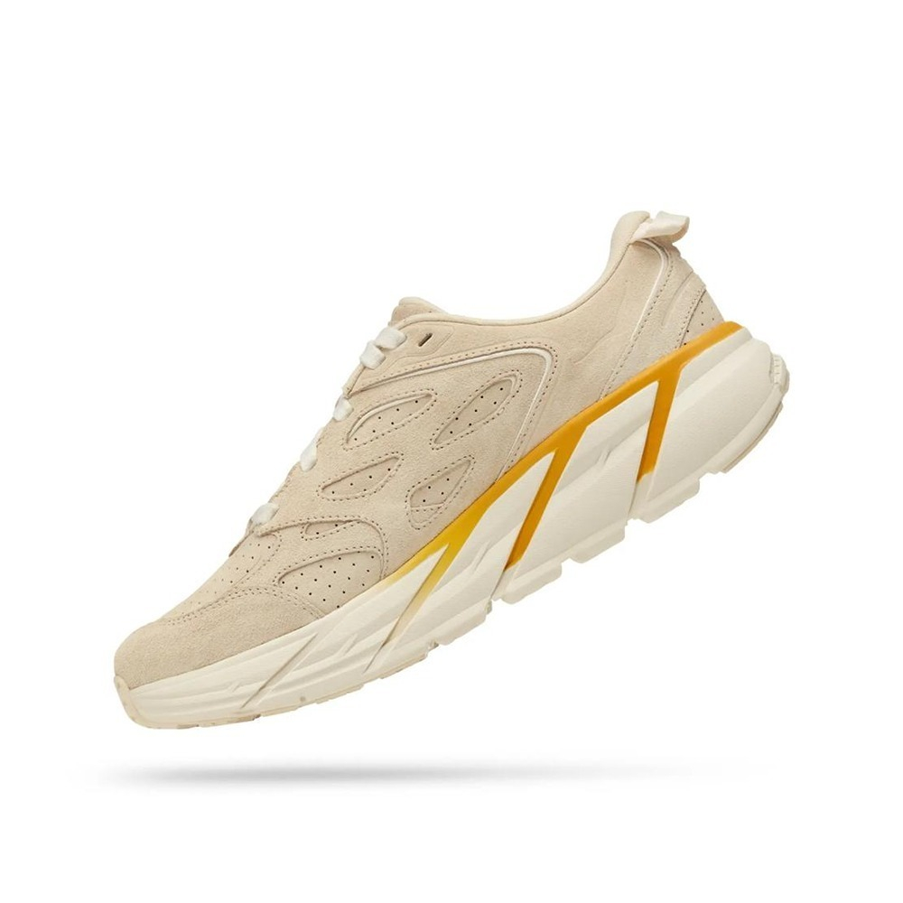Кроссовки женские HOKA U CLIFTON L SUEDE Short Bread / Radiant Yellow