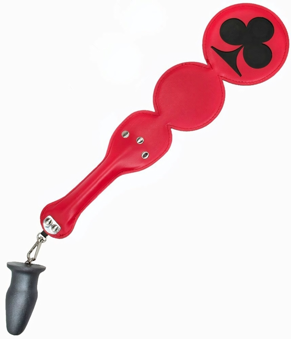 Шлёпалка Трефы с анальным плагом (Цвет: красный с черным)