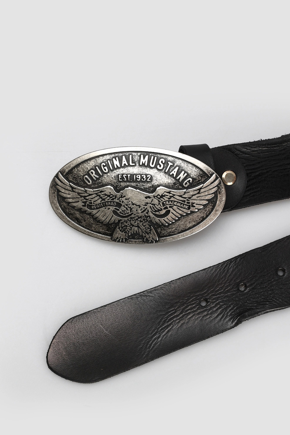 Ремень взрослый MUSTANG Leather belt in 40 mm with buckle in polished silver
