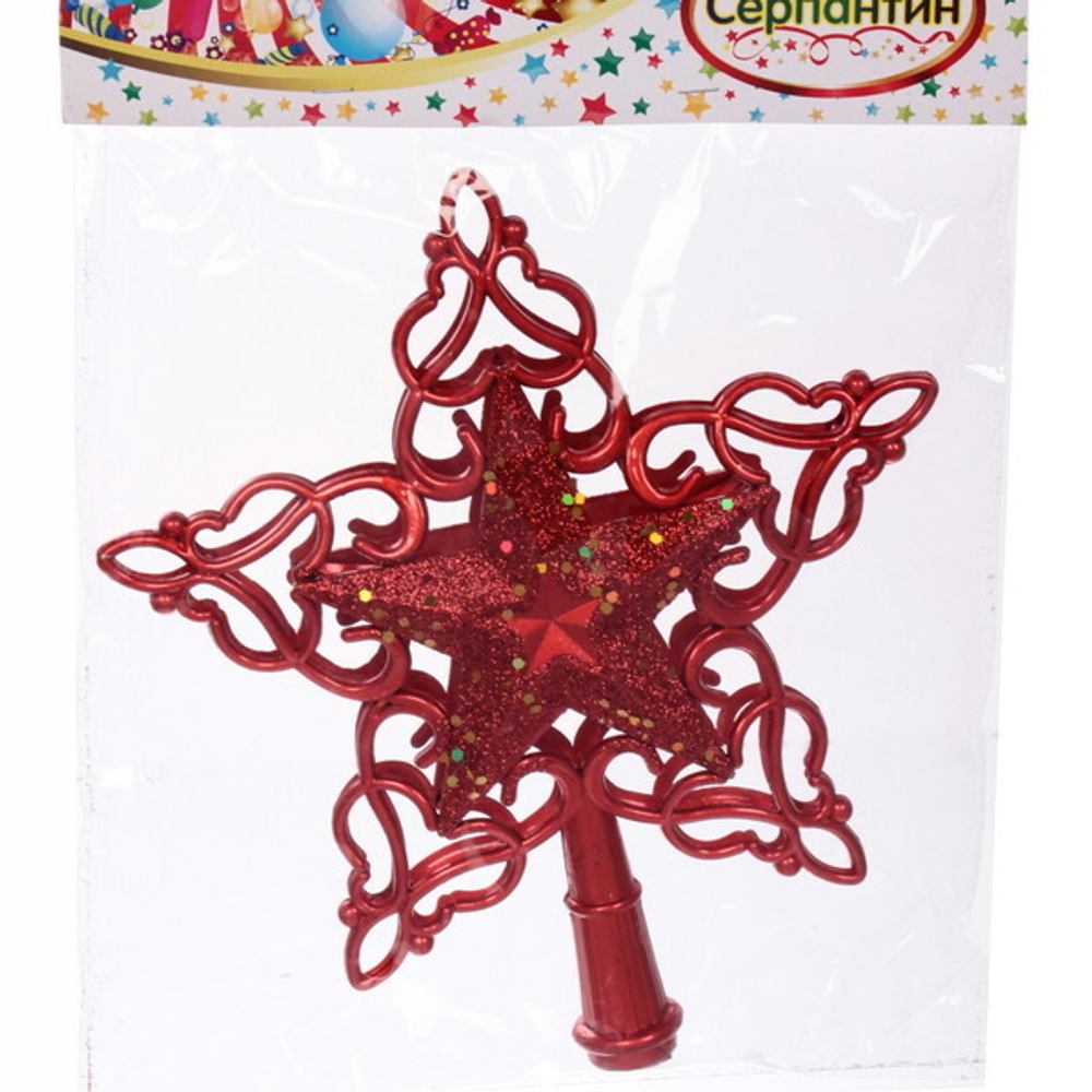 Звезда на ёлку «Кружево» 20*22 см, Красный
