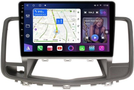 Магнитола для Nissan Teana J32 2008-2013 (ШГУ монохром) - FarCar 1076M-A монитор 10" QLED на Android 13, 8 ядер (TS18), CarPlay, 4G SIM-слот