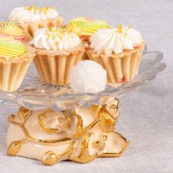 Фруктовница Орхидея Лайм Айвори с чашей из стекла