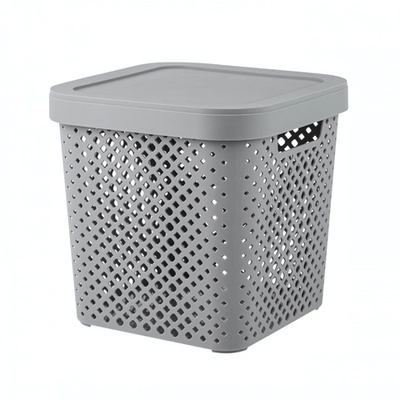 Корзина для хранения Plast Team STOCKHOLM, с крышкой 20 л серый шторм