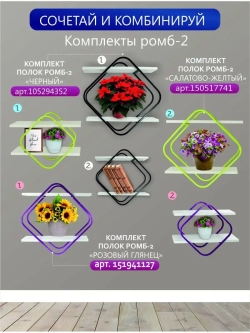 Комплект Полок Ромб-2 черный