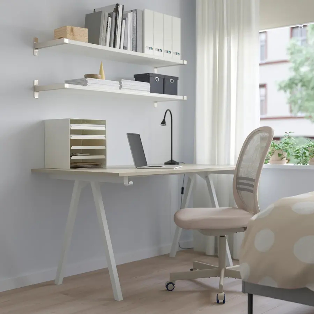 Письменный стол - IKEA TROTTEN, 140х80 см, бежевый/белый, ТРОТТЕН ИКЕА