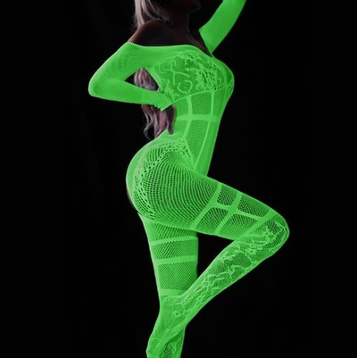 EroHot Glow Боди комбинезон сетка "Kellis" светящийся в темноте