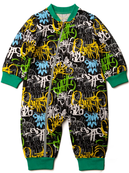 11413 Комбинезон детский футер 2-х нитка граффити (56-86)