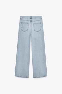 ZARA ДЖИНСЫ RELAXED СО СРЕДНЕЙ ПОСАДКОЙ — ZW COLLECTION, ГОЛУБОЙ