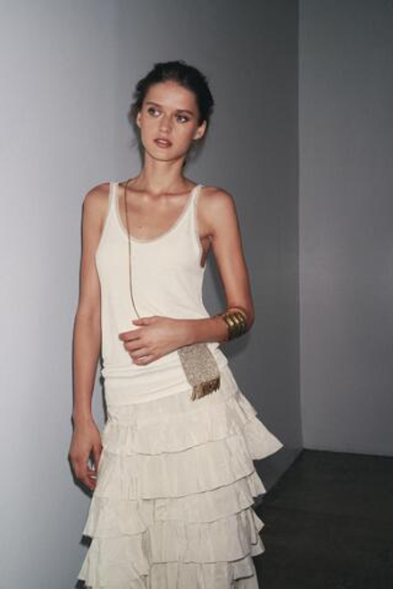 ZARA КОМБИНИРОВАННАЯ ФУТБОЛКА, ВАНИЛЬНЫЙ