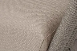 "Фиджи" диван 3-местный плетеный из роупа, каркас алюминий светло-серый (RAL7035) муар, роуп серый меланж круглый, ткань Mossle бежевая