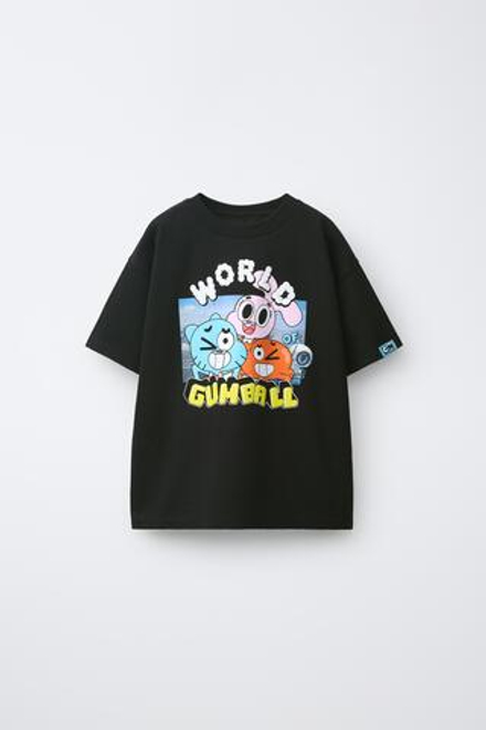 ZARA ФУТБОЛКА С ПРИНТОМ GUMBALL CARTOON NETWORK™, ЧЕРНЫЙ