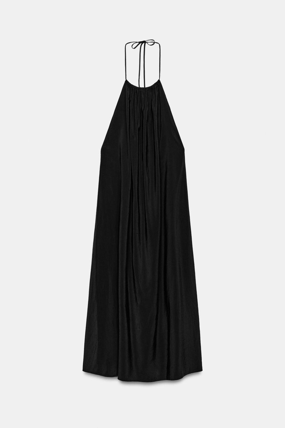 ZARA СВОБОДНОЕ ПЛАТЬЕ С ГОРЛОВИНОЙ ХАЛТЕР, ЧЕРНЫЙ