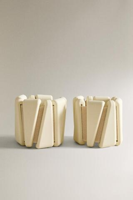ZARA HOME НАБОР СПОРТИВНЫХ БРАСЛЕТОВ И НАПУЛЬСНИКОВ С УТЯЖЕЛИТЕЛЯМИ (2 ШТ.), ЭКРЮ