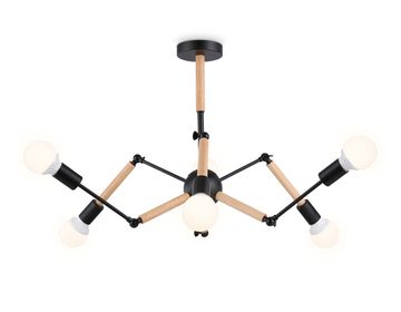 Потолочный светильник в стиле лофт 6*Е27 TR80488/6 BK/LW чёрный/светлое дерево Traditional Ambrella