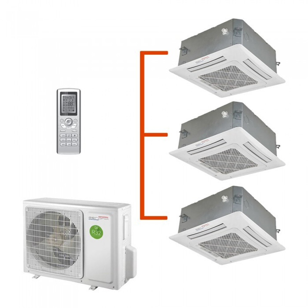 Мульти сплит-система AERONIK кассетная на 3 комнаты (35+35+50 кв.м.)