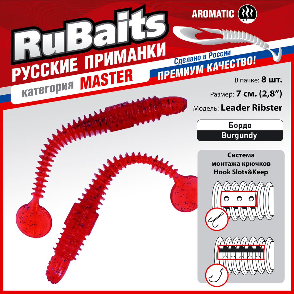 Рыболовные, силиконовые приманки виброхвост RuBaits Leader Ribster Набор для рыбалки на щуку, на судака, на окуня форель. На спиннинг, джиг, микроджиг