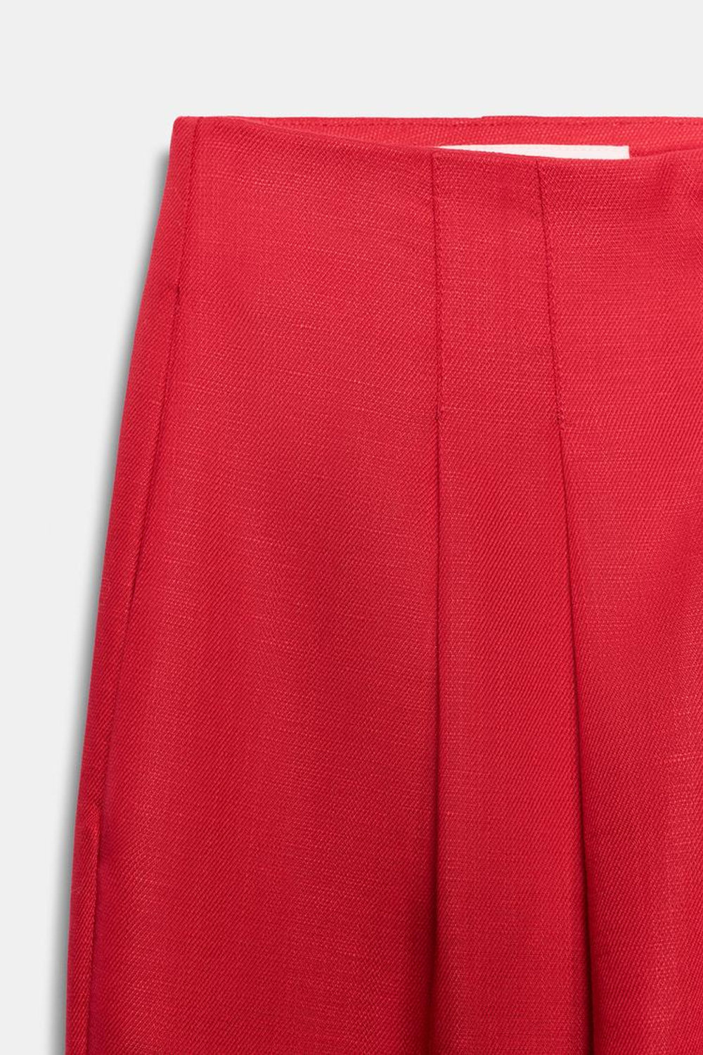 ZARA БРЮКИ ПРЯМОГО КРОЯ ИЗ ЛЬНА, КРАСНЫЙ
