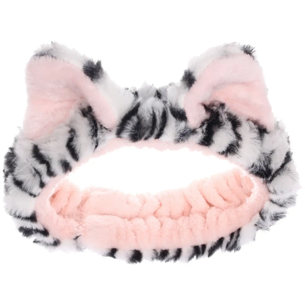 Повязка на голову косметическая «ДАЙМОНД РУШ», тигрица, цвет серый и коричневый, 20*5.5см (ZIP пакет)