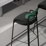 Стул барный LATITUDE Ror, Round, велюр, черный/темно-зеленый/черный