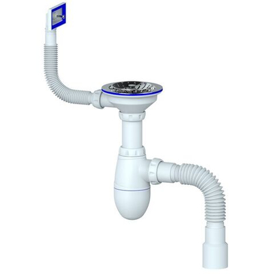 Сифон для мойки, бутыл, 4", 40х40/50, перелив., пер прям, с гофрой, Unicorn, В425P