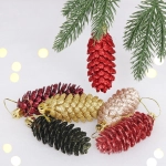 Ёлочные игрушки «Шишки блестящие» 9 см (набор 6 шт), нежный микс