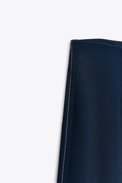 ZARA БРЮКИ-КЮЛОТЫ С ДЕКОРАТИВНОЙ СТРОЧКОЙ, МОРСКОЙ СИНИЙ