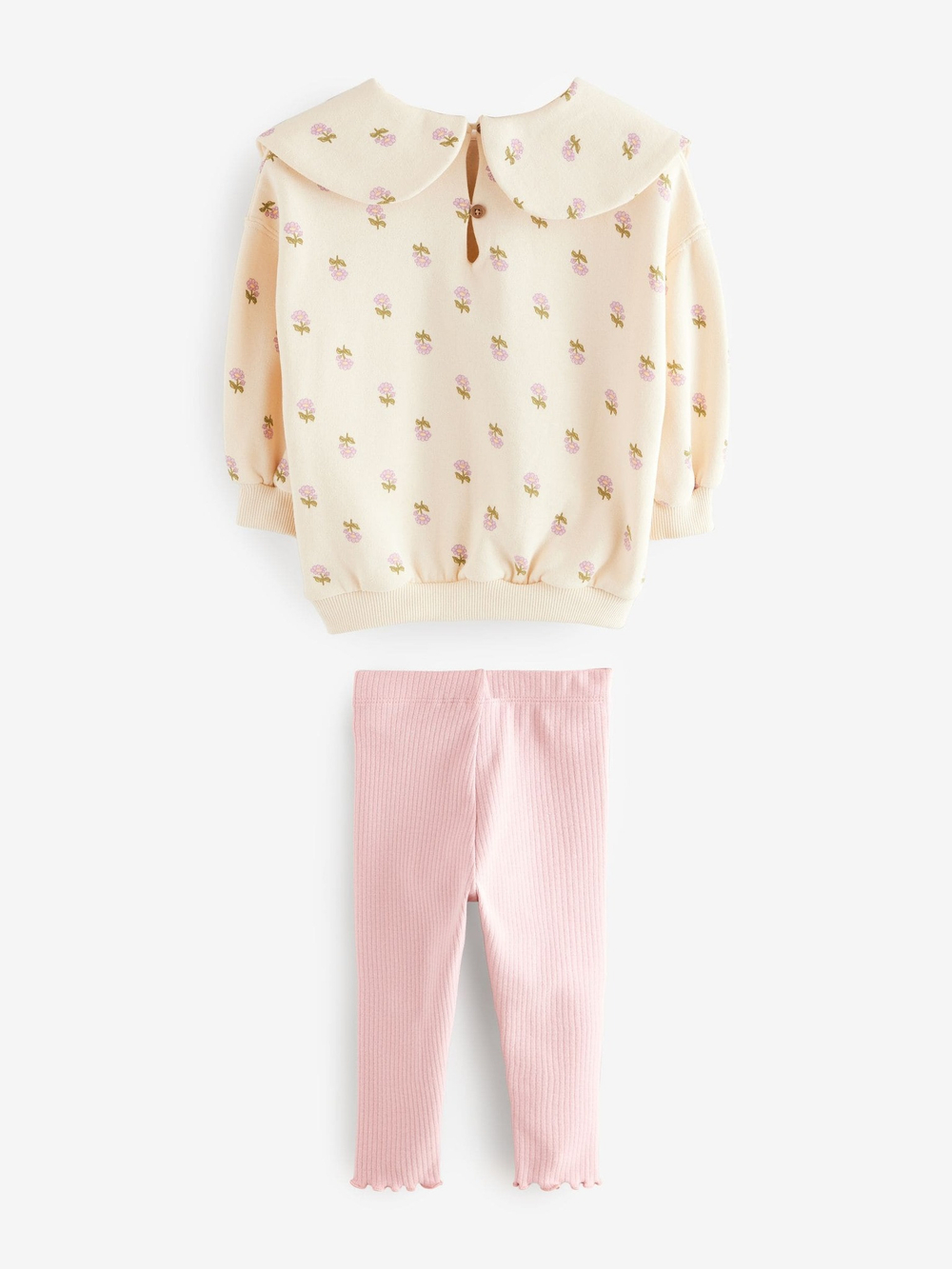 Лонгслив с воротником и легинсы в комплекте для девочки Next E54-939, Кремовый, Розовый