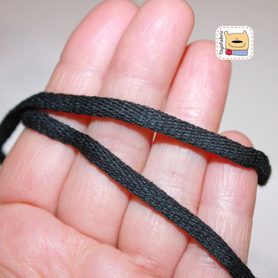 Шнур плоский 4мм чёрный Хлопок (90 см)