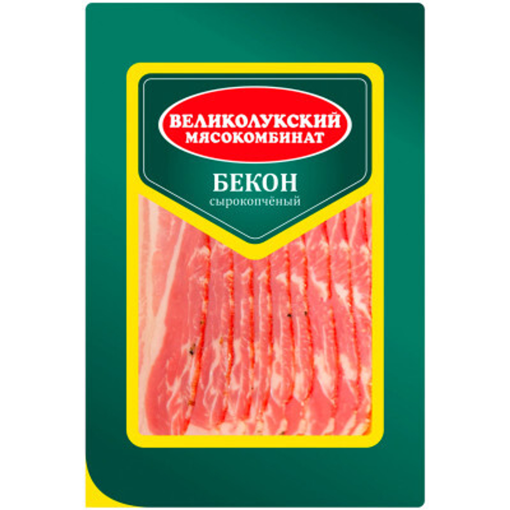 Бекон сырокопчёный нарезка 150 г Великолукский