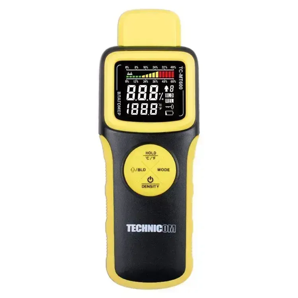 Измеритель влажности древесины бесконтактный TECHNICOM TC-MT600, 1х9В, влажность 0-60%, ЖК дисплей