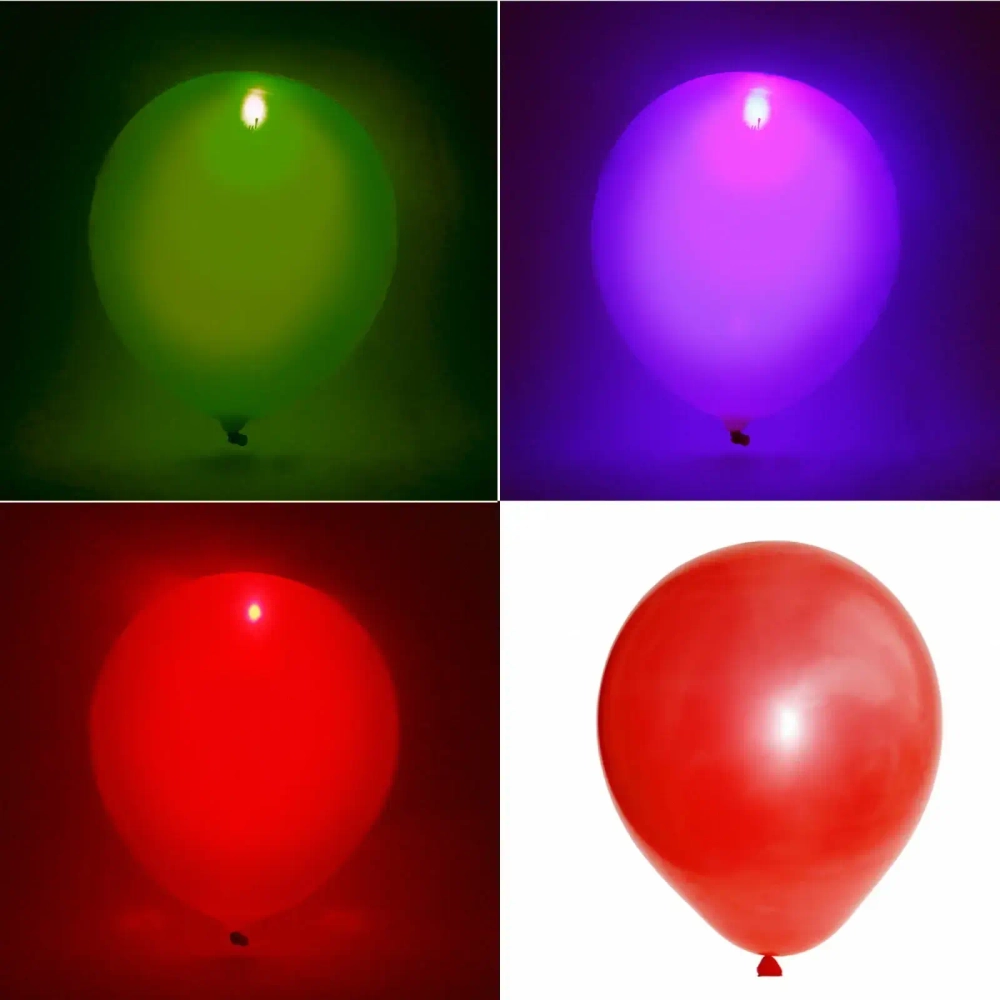 Воздушные шары 5 шт, 10»/25см Светящиеся, красный