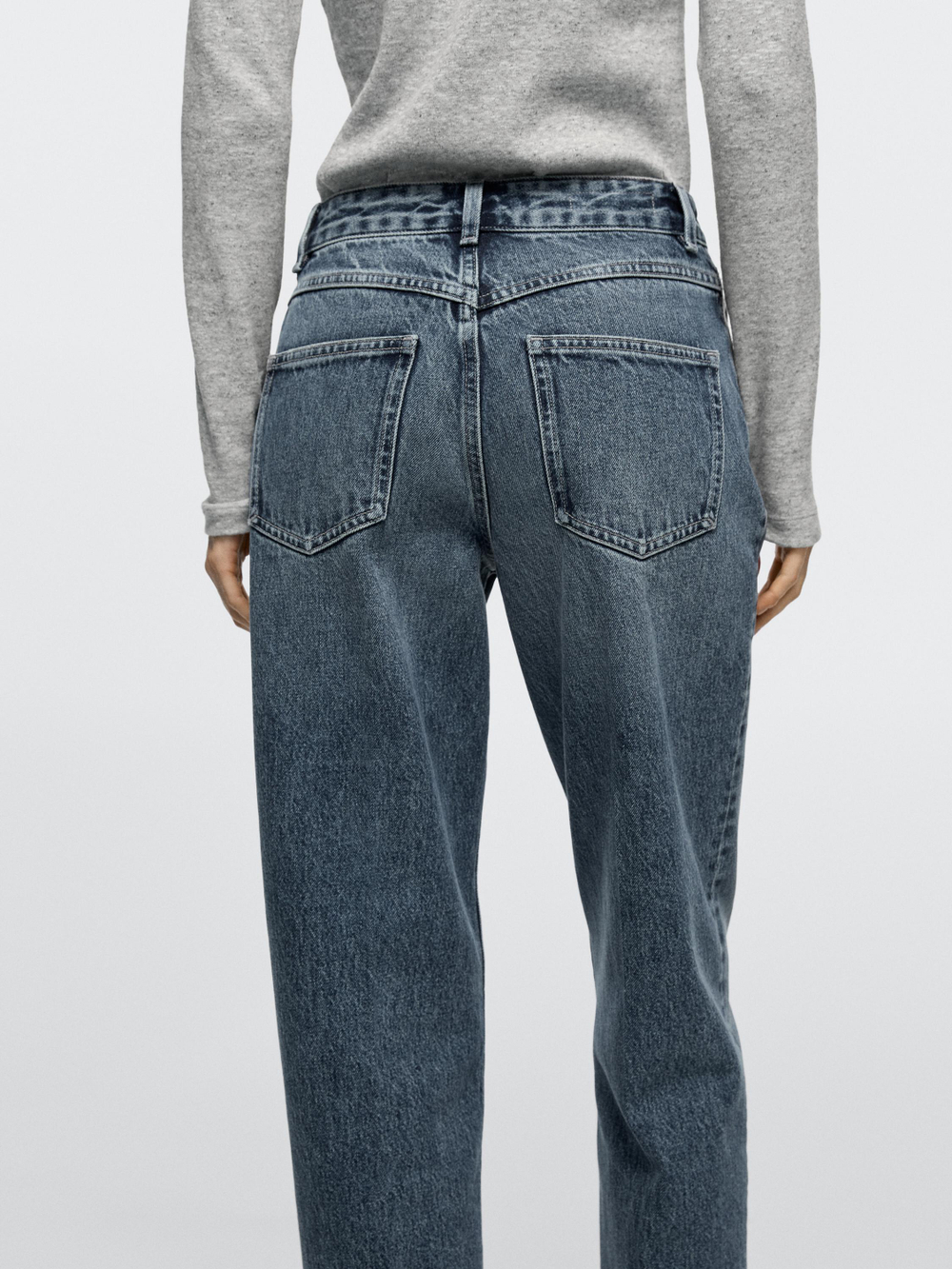 Massimo Dutti Джинсы свободного кроя с высокой талией, средне-синий