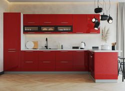 Модульный кухонный гарнитур «Олива» 1800/3400 (Гранат металлик), ЛДСП, ДСВ Мебель