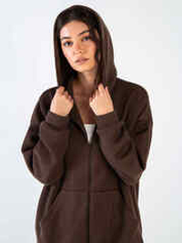 Худи на молнии из вязанного трикотажа Коричневая