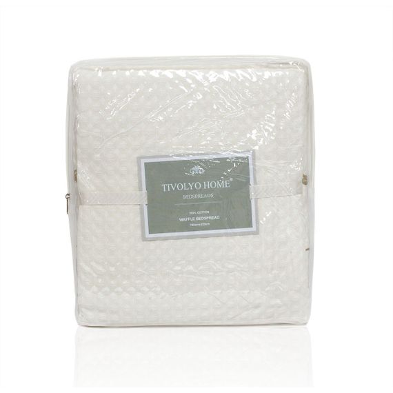 Покрывало вафельное пике с вышивкой Finola  TIVOLYO HOME Турция