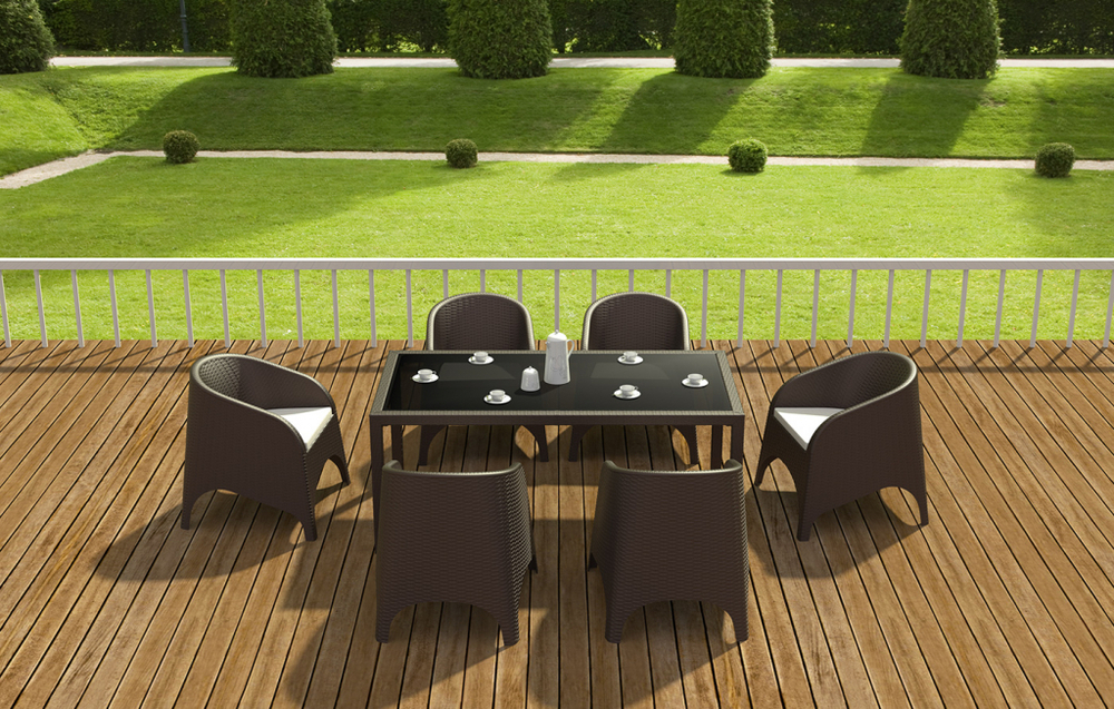 Кресло пластиковое плетеное Siesta Contract Aruba, коричневый