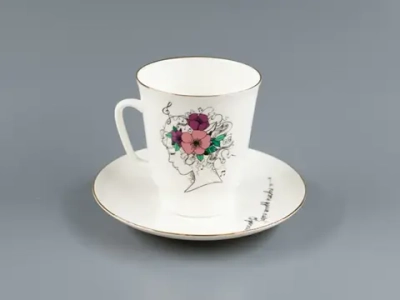 Чашка с блюдцем кофейная 160 мл форма Майская рисунок "И пусть душа поет...." арт. 81.10583.00.1