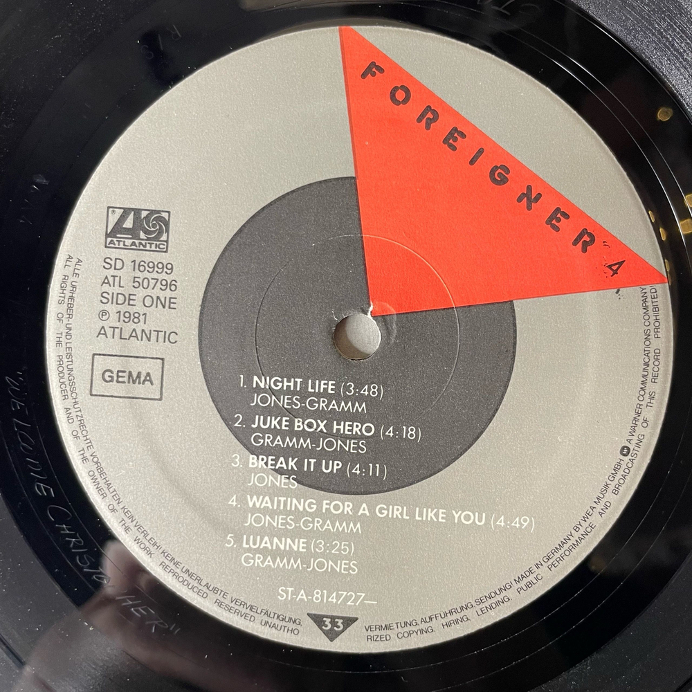 Винтажная виниловая пластинка LP Foreigner 4 (Германия 1981)