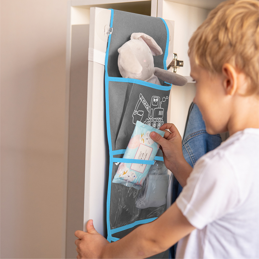 Кармашки для детского сада на резинке. Экскаватор