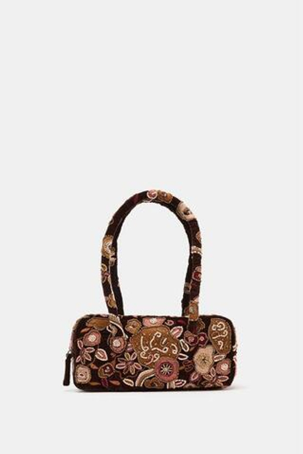 ZARA СУМКА С ВЫШИВКОЙ НА ПЛЕЧО, РАЗНОЦВЕТНЫЙ