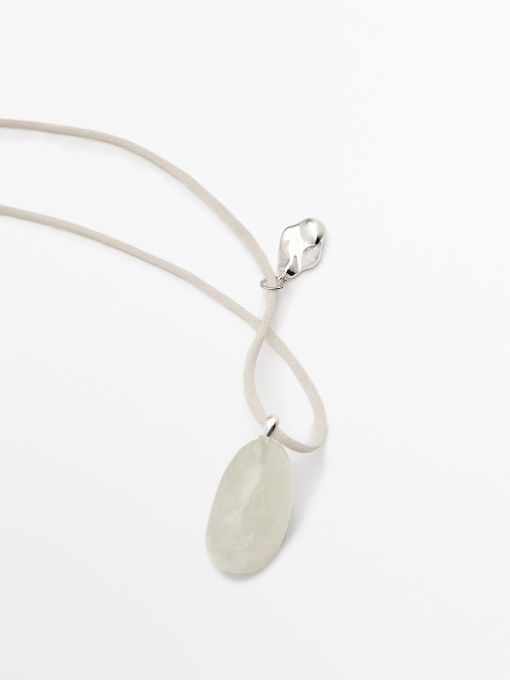 Massimo Dutti Ожерелье с натуральным камнем, изумрудный