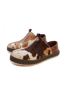 Слипоны кожаные с мехом пони "Stylish cow"